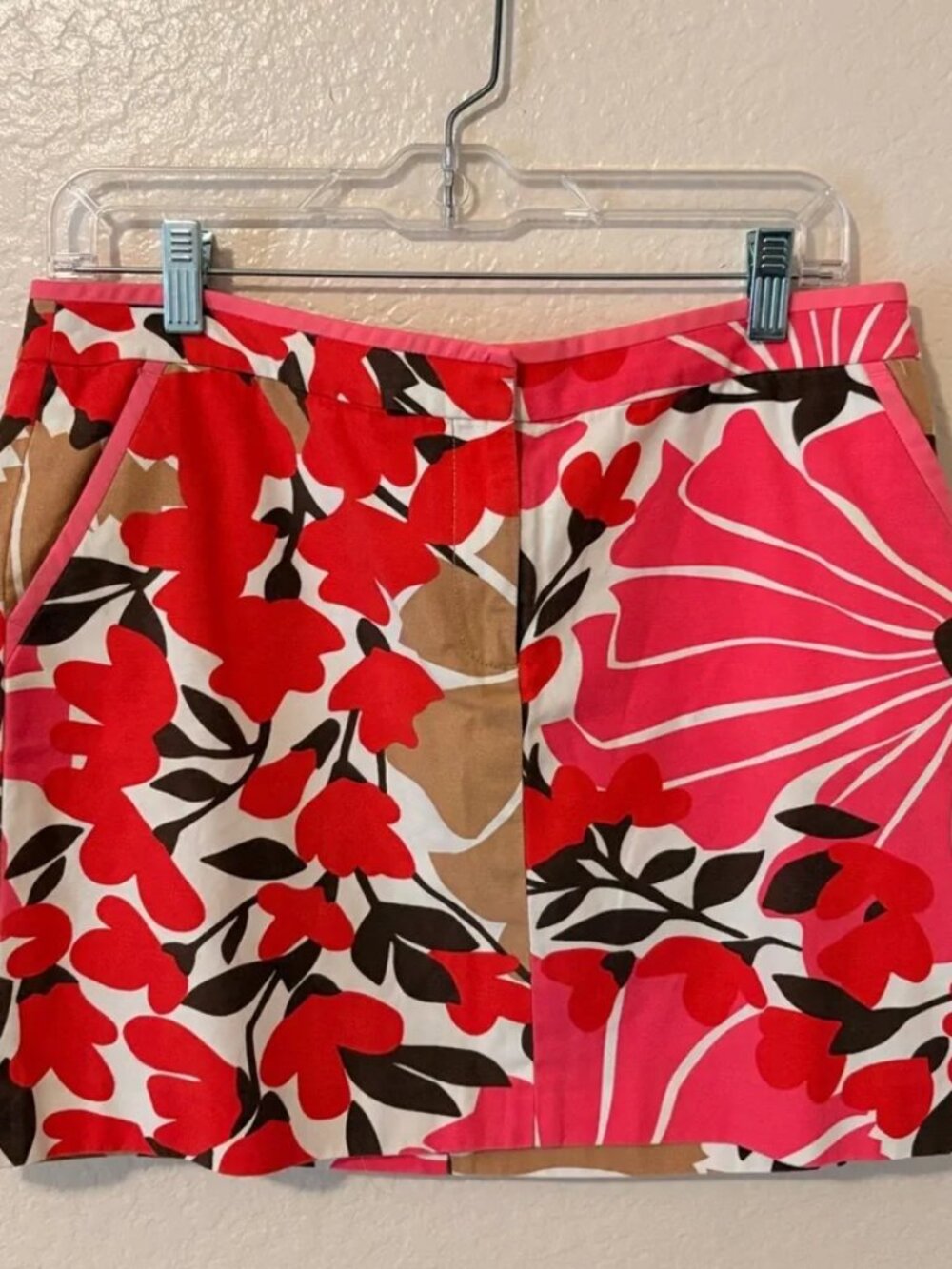 Pink & Red Floral Mini Skirt